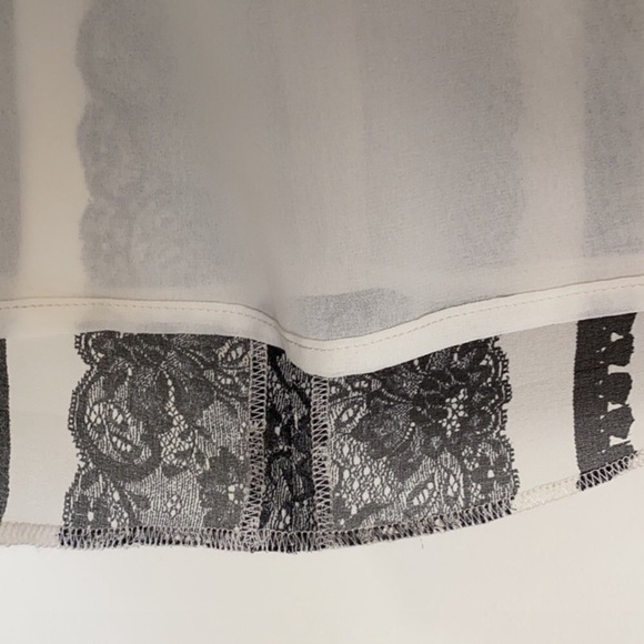 J. CREW Black & Cream Silky “Lace” Print Top - Picture 5 of 8